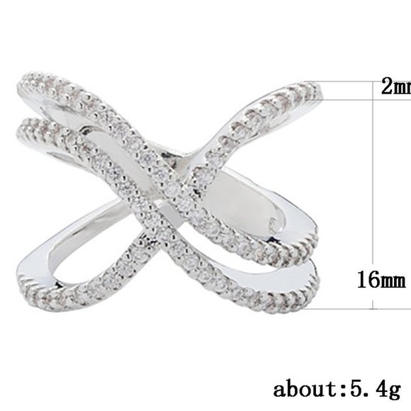 Sparkling White Gold Criss-Cross Diamond Ring - Picture 5 of 6